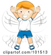 Poster, Art Print Of Happy Red Haired Boy Doing Jumping Jacks
