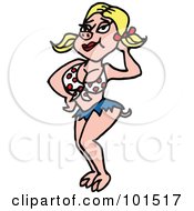 Royalty Free Clipart Picture Of A Sexy Blond Female Pig In A Flirty Pose by LaffToon #COLLC101517-0065