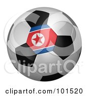 Poster, Art Print Of 3d North Korea Flag On A Traditional Soccer Ball