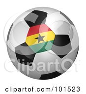 Poster, Art Print Of 3d Ghana Flag On A Traditional Soccer Ball