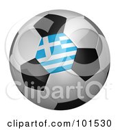 Poster, Art Print Of 3d Greece Flag On A Traditional Soccer Ball