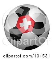 Poster, Art Print Of 3d Switzerland Flag On A Traditional Soccer Ball