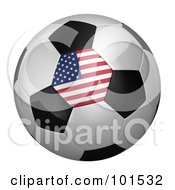 Poster, Art Print Of 3d American Flag On A Traditional Soccer Ball