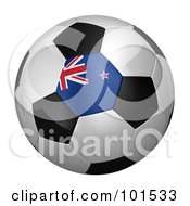 Poster, Art Print Of 3d New Zealand Flag On A Traditional Soccer Ball
