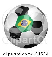 3d Brazil Flag On A Traditional Soccer Ball