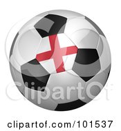 Poster, Art Print Of 3d England Flag On A Traditional Soccer Ball