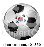 Royalty Free RF Clipart Illustration Of A 3d South Korea Flag On A Traditional Soccer Ball