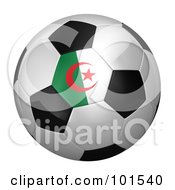 Poster, Art Print Of 3d Algerian Flag On A Traditional Soccer Ball
