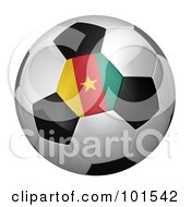 Royalty Free RF Clipart Illustration Of A 3d Cameroon Flag On A Traditional Soccer Ball by stockillustrations