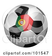3d Portugal Flag On A Traditional Soccer Ball