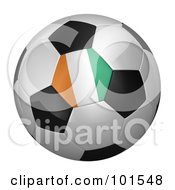 Royalty Free RF Clipart Illustration Of A 3d Ivory Coast Flag On A Traditional Soccer Ball