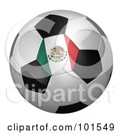 Royalty Free RF Clipart Illustration Of A 3d Mexico Flag On A Traditional Soccer Ball by stockillustrations