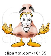 Clipart Picture Of A Nose Mascot Cartoon Character With Welcoming Open Arms by Mascot Junction