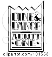 Poster, Art Print Of Black And White Dine And Dance Admission Ticket