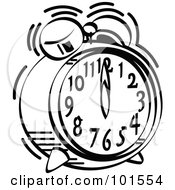 Black And White Alarm Clock Ringing At 12 O Clock