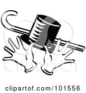 Royalty Free RF Clipart Illustration Of A Black And White Top Hat Cane And Jazz Hands