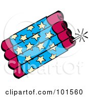Bundle Of Red And Blue Firecrackers With Stars