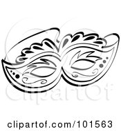 Royalty Free RF Clipart Illustration Of An Ornate Black And White Face Mask by Andy Nortnik
