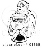 Royalty Free RF Clipart Illustration Of A Black And White Father Time Holding A Timer Counting Down To A New Year