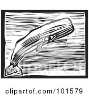 Royalty Free RF Clipart Illustration Of A Black And White Engraved Sperm Whale Physeter Macrocephalus