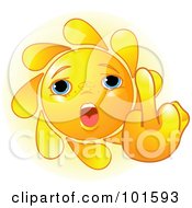 Poster, Art Print Of Cute Sun Face Holding Up A Middle Finger