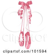 Pair Of Pink Satin Ballet Slippers Hanging With A Bow