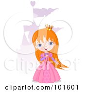 Poster, Art Print Of Red Haired Princess Girl Standing Near A Purple Castle