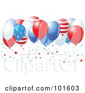 Poster, Art Print Of Group Of American Balloons With Star Confetti