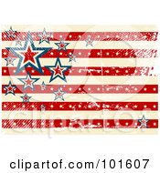 Grungy American Background Of Stars And Stripes With Distress Marks