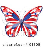 Poster, Art Print Of Patriotic American Butterfly With Stars And Stripes