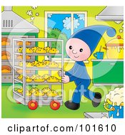 Poster, Art Print Of Elf Pushing A Cart Of Bread In A Bakery
