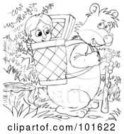 Poster, Art Print Of Coloring Page Outline Of Goldilocks In A Bears Basket