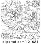 Poster, Art Print Of Coloring Page Outline Of A Soldier Marching Through The Woods