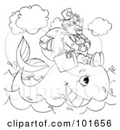 Poster, Art Print Of Coloring Page Outline Of A Veterinarian Helping A Whale
