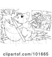 Poster, Art Print Of Coloring Page Outline Of A Squirrel Drawing Pictures