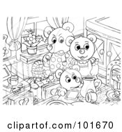 Poster, Art Print Of Coloring Page Outline Of Three Bears Discovering A Mess In Their Kitchen