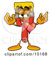 Poster, Art Print Of Paint Brush Mascot Cartoon Character With His Heart Beating Out Of His Chest