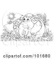 Royalty Free RF Clipart Illustration Of A Coloring Page Outline Of A Painting Elephant