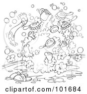 Poster, Art Print Of Coloring Page Outline Of A Person Hidden In A Ball Of Soapy Bubbles