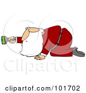 Poster, Art Print Of Santa Claus Crawling And Holding A Flashlight
