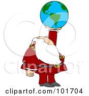 Poster, Art Print Of Santa Holding Up An American Globe