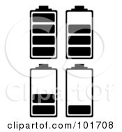 Poster, Art Print Of Digital Collage Of Four Black And White Batteries At Different Charge Levels