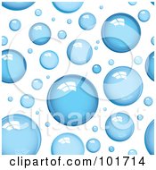 Poster, Art Print Of Background Pattern Of Shiny Blue Bubbles On White