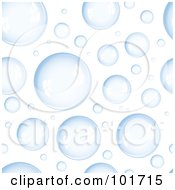 Royalty Free RF Clipart Illustration Of A Background Pattern Of Blue Bubbles On White by michaeltravers