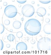 Poster, Art Print Of Background Pattern Of Reflective Light Blue Bubbles On White