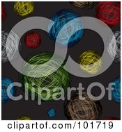 Poster, Art Print Of Seamless Pattern Background Of Colorful Scribbled Balls On Black