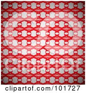 Poster, Art Print Of Background Of A Gray And Red Floral Link Pattern