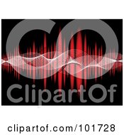 Royalty Free RF Clipart Illustration Of Mesh Waves Flowing Across A Red Equalizer On Black by michaeltravers