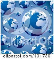 Poster, Art Print Of Seamless Repeat Background Of Blue Globes On Blue