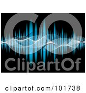 Royalty Free RF Clipart Illustration Of Mesh Waves Flowing Across A Blue Equalizer On Black by michaeltravers